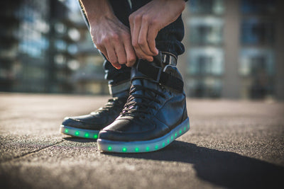 "Premium LED High Top Shoes with Velcro Strap"
